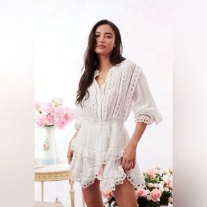 LoveShackFancy - Tindra Eyelet Cotton Mini Dress - M